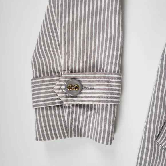 Atmosphere Grey and White Stripe Trench Coat Size 2-4 - Picture 7 of 16